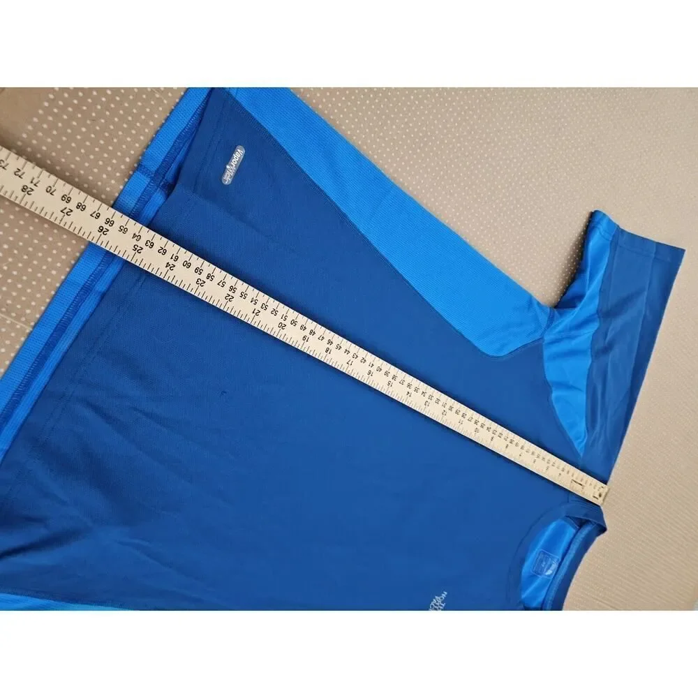 The North Face Shirt Mens Medium Blue Short Sleeve Logo Crew Neck Vapor Wick